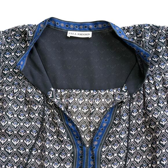 Ulla Johnson Amala Print Silk Double Tassel Sheer Peasant Top Size 0 - Picture 7 of 14